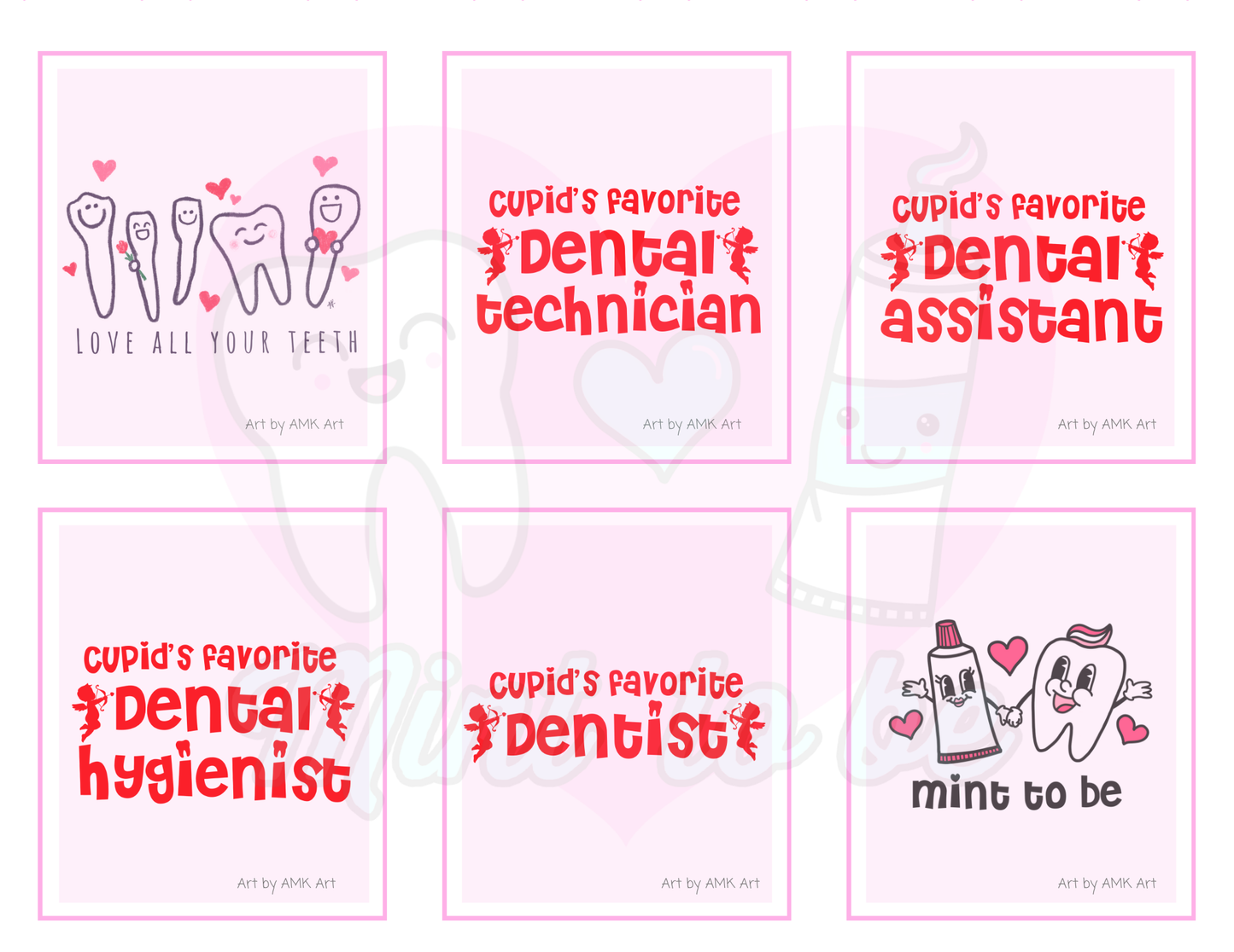 Dental Valentines Cards: Digital Download