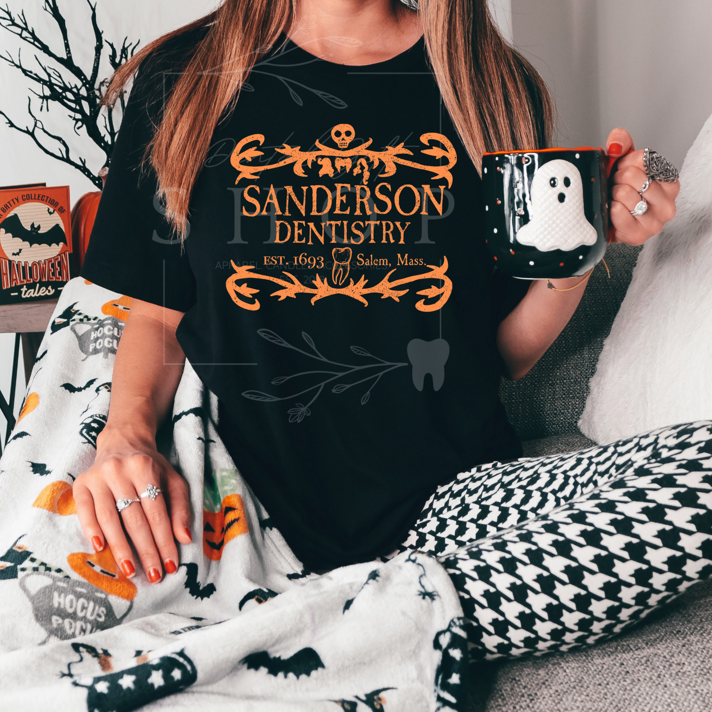 Sanderson Dentistry Black Halloween Tee by AMK ART