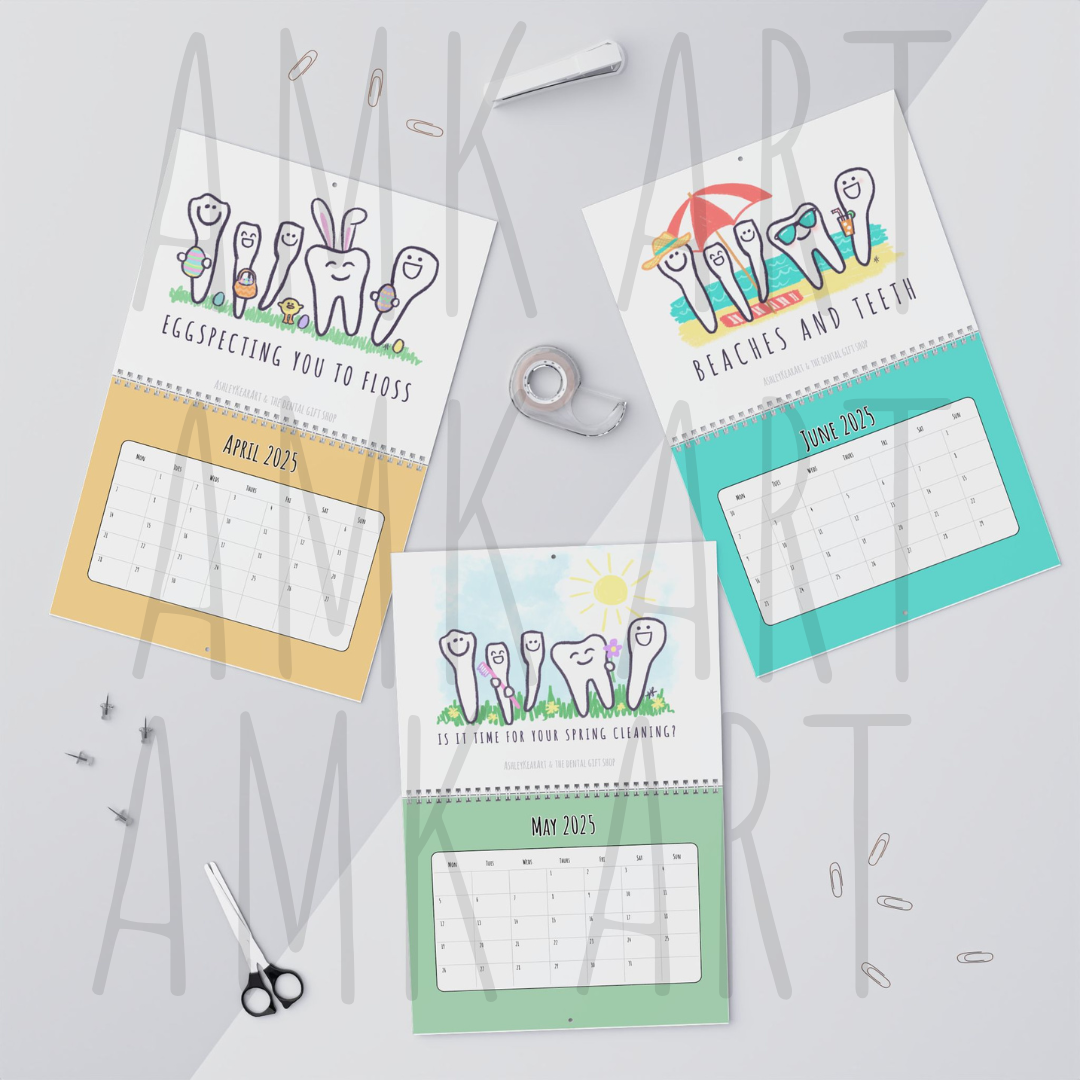 2025 Dental Calendar, Happy Little Teeth Themed by AMK ART