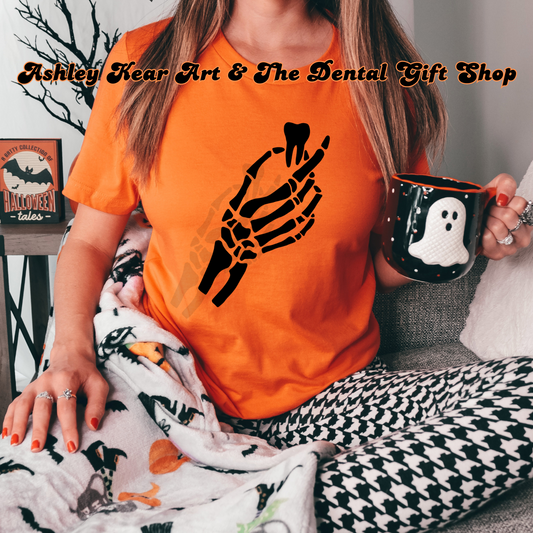 "Skelly Tooth" Tee (Orange) by AMK ART