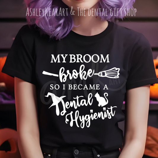 Broom Broke Halloween Tee Art by AMK Art