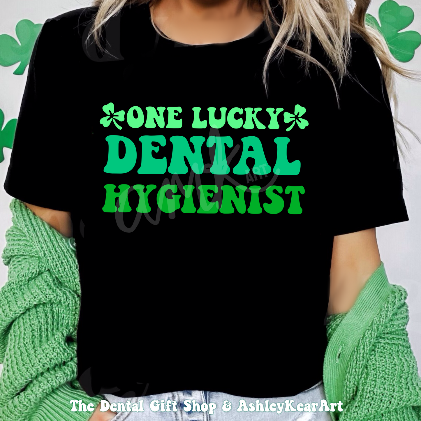 One Lucky Collection Black Tee, Design by AMK ART