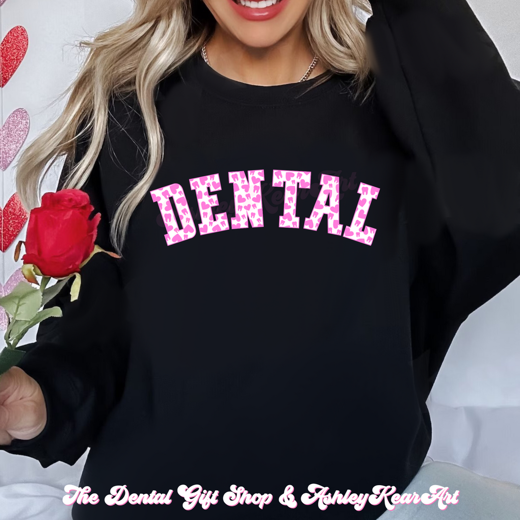 Dental Love Black Sweatshirt, Pink and White