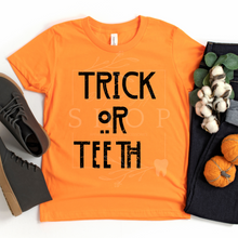 Load image into Gallery viewer, Trick or Teeth Halloween Tee (Orange)
