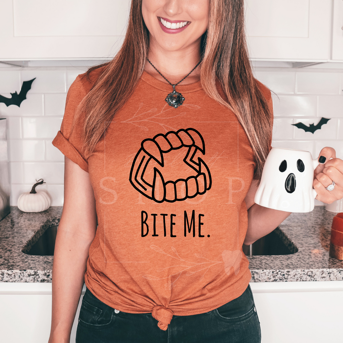 Bite Me Halloween Tee-Art by AMK Art