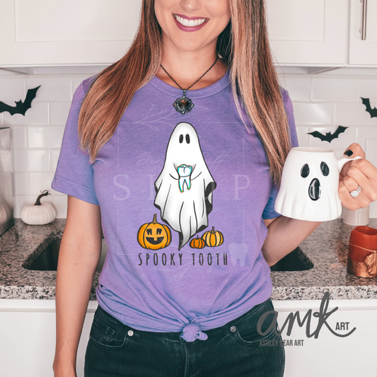Spooky Tooth Tee (Dark Lavender) by AMK ART